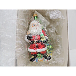Christopher Radko Millennium Cheer Santa Ornament Champagne Christmas Tree NIB